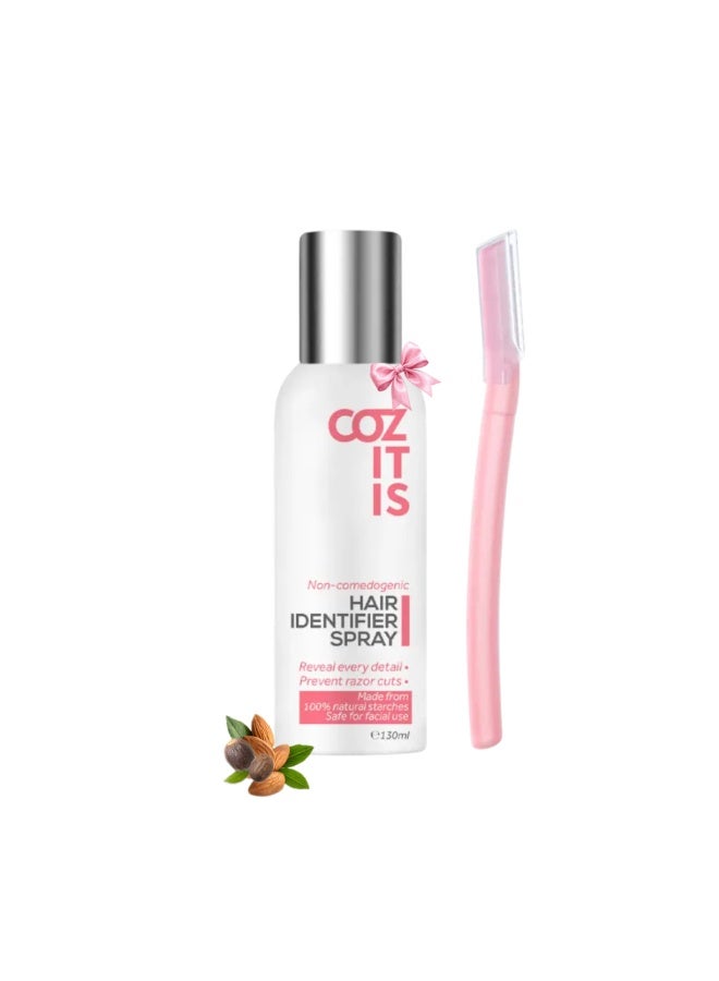 COZITIS Hair Identifier Spray For Face Shaving, Hair Identifier Spray For Face Shaving Dermaplaning, White Dermaplaning Spray, Dermaplaning Face Spray Powder, Skin Hair Identifier Spray, 130ML - Image 1